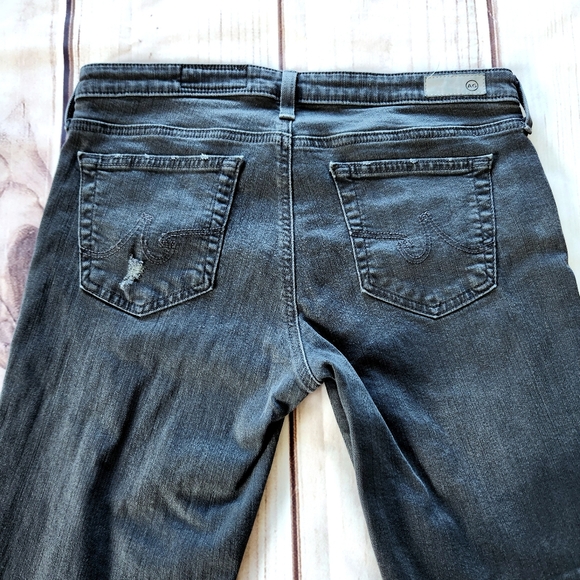 AG Adriano Goldschmied "The Stilt Crop" Cigarette Distressed Black Jean, Size 31 - Picture 6 of 9